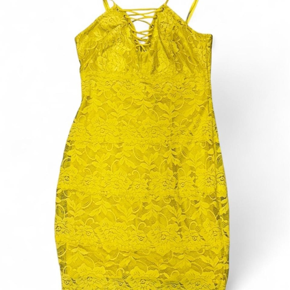 Yellow‎ lace bodycon GUESS brand dress